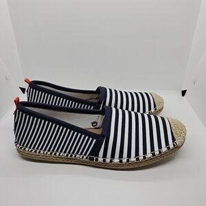 Sea Star beachcomber espadrille flat neoprene navy white stripes size 10